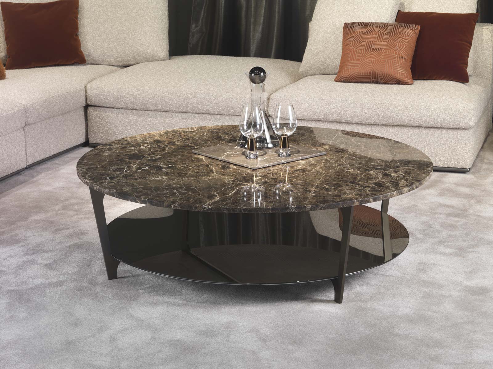 Central coffee table double tops round Tab